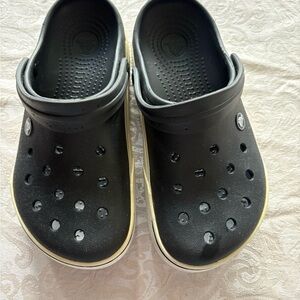 CROCS Black Clogs with White Trim